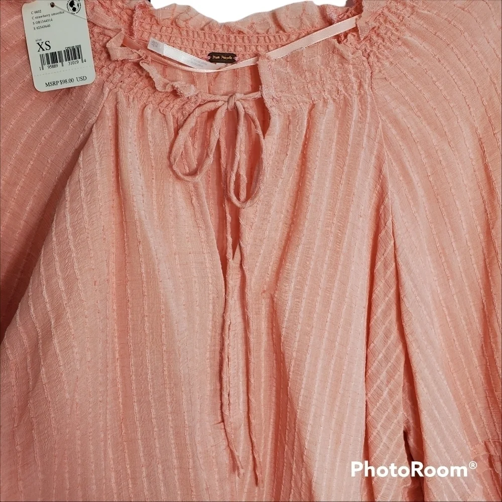 FREE PEOPLE Out of Town‎ Split Neck Blouse Sz XSMALL